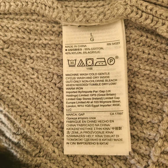 gap crewneck ribbed sweater grey size L - Picture 5 of 5